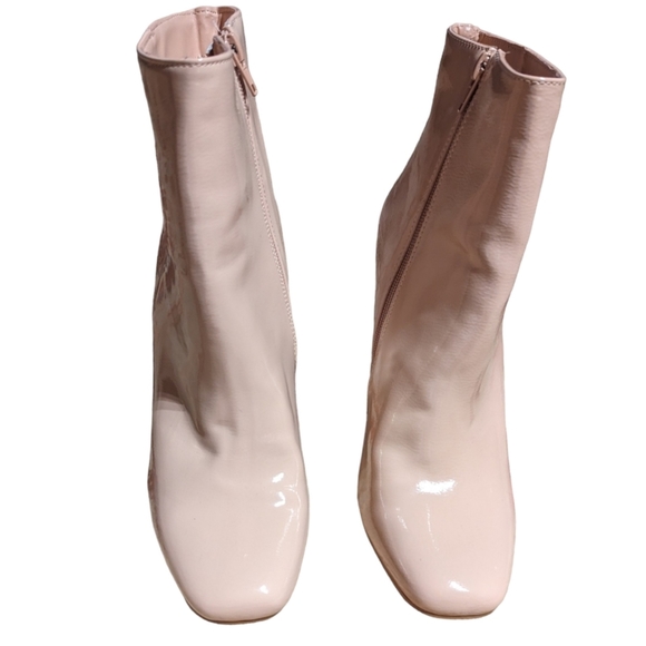 Bamboo Suede Slouchy Peep Toe Chunky Heeled Ankle Boots